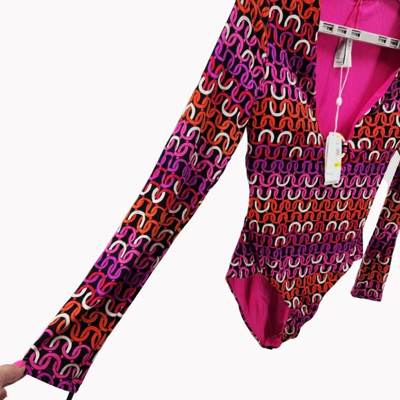 Trina Turk Women’s Size M Echo Long Sleeve Ring Front One Piece Swimsuit NEW - Picture 8 of 9